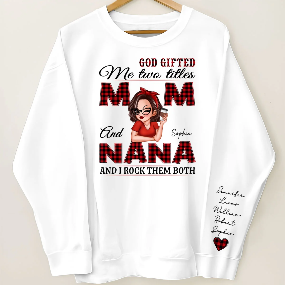 Grandma God Gifted Me Two Titles Personalized Sleeve Printed Sweatshirt - Image 7