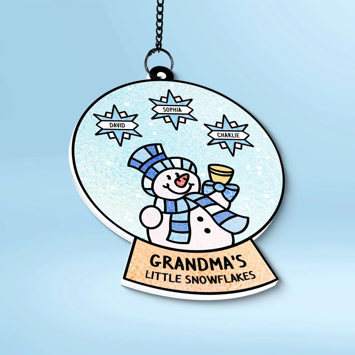 Grandma Grandchild Snowman Family Personalized Suncatcher, Christmas Stained Glass Decor - Image 6