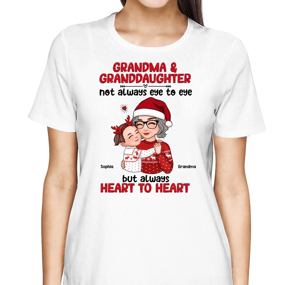 Grandma Granddaughter Grandson Always Heart To Heart Personalized Shirt - Image 2