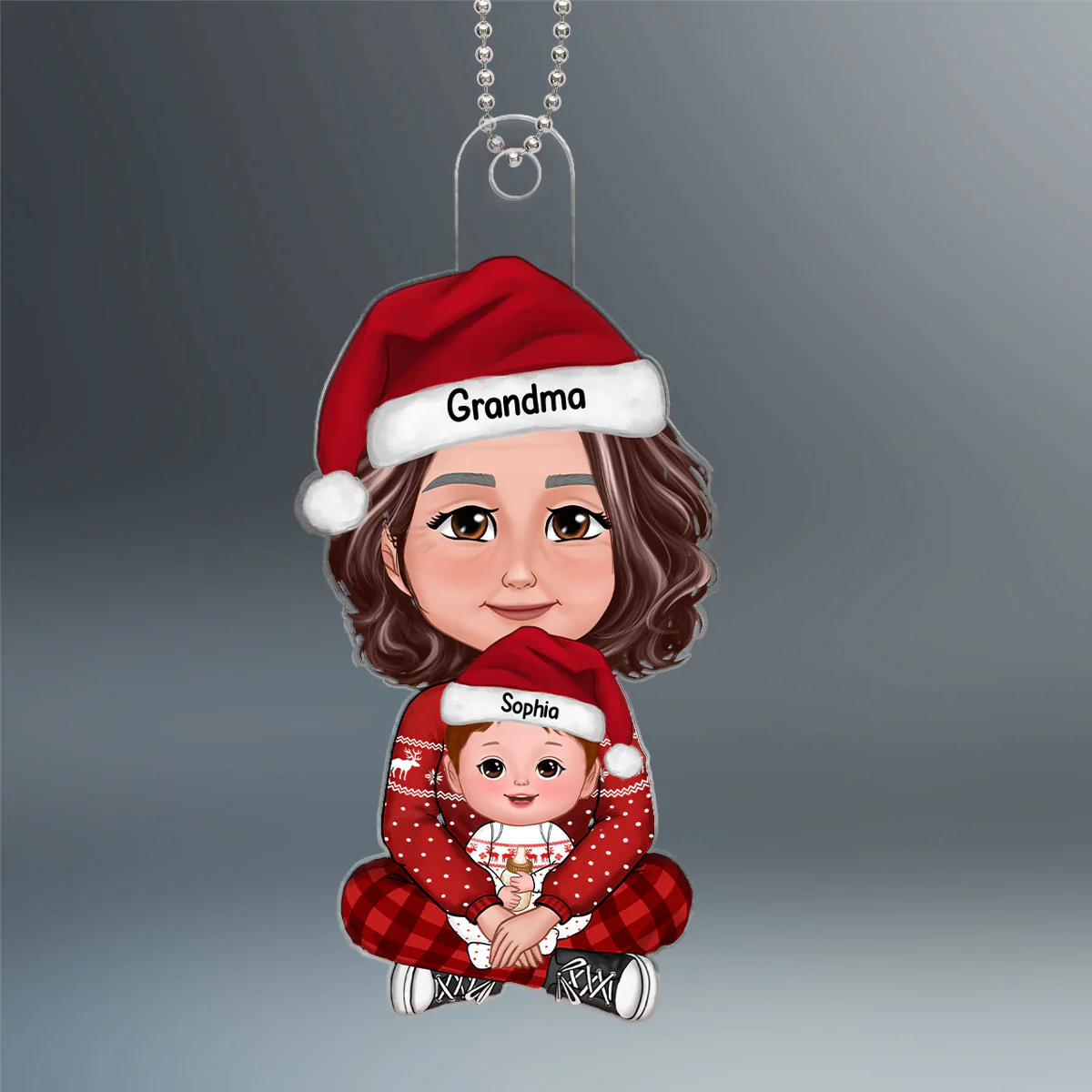 Grandma & Grandkid Christmas Gift For Granddaughter Grandson Personalized Acrylic Ornament - Image 2
