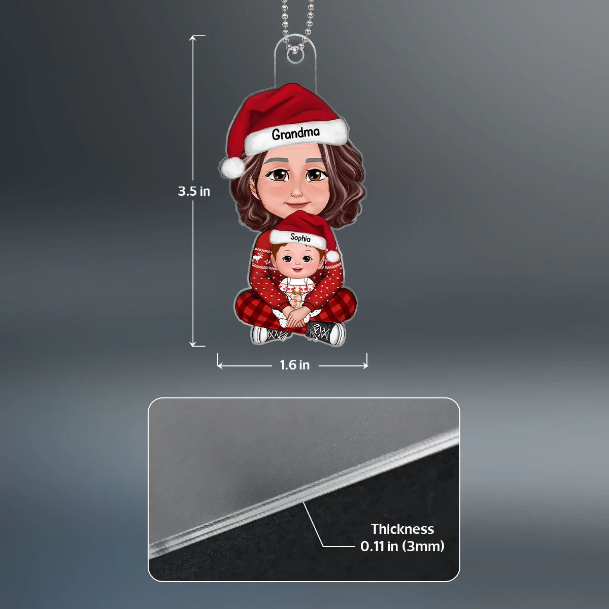 Grandma & Grandkid Christmas Gift For Granddaughter Grandson Personalized Acrylic Ornament - Image 4