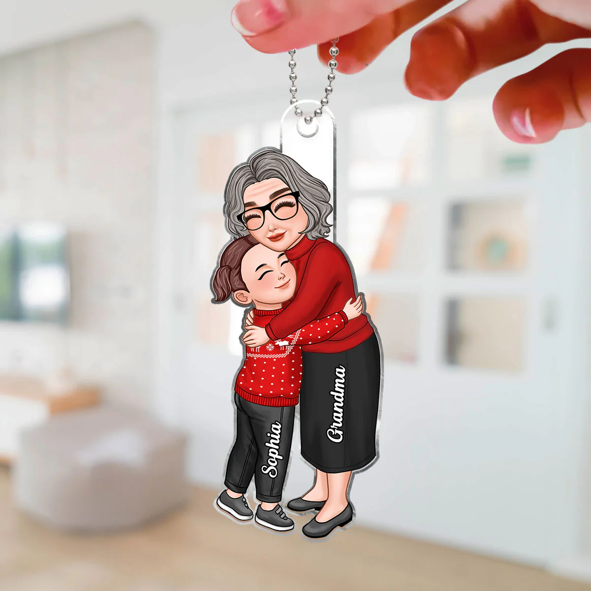 Grandma & Grandkid Hugging Personalized Acrylic Ornament, Birthday And Anniversary Gift - Image 3