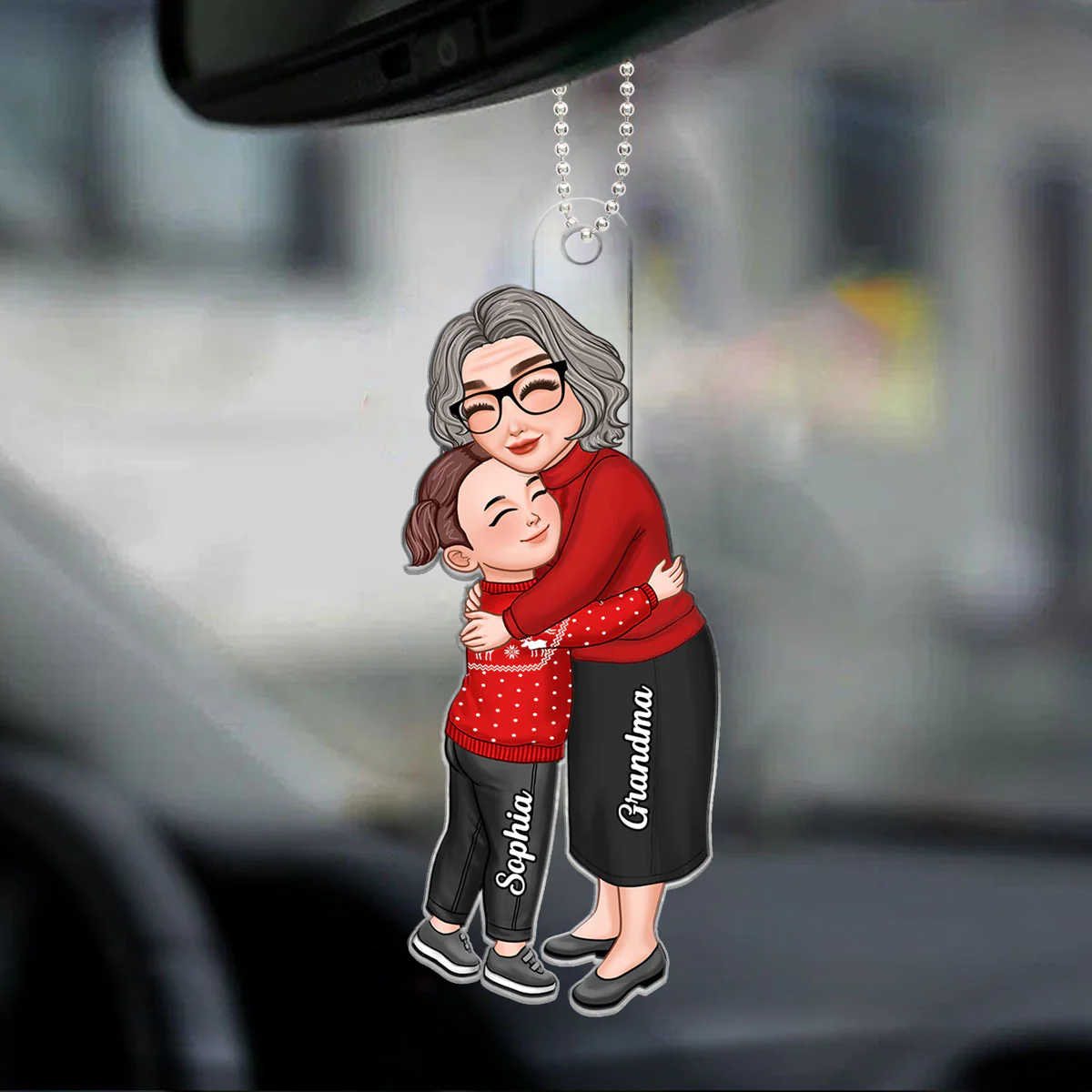 Grandma & Grandkid Hugging Christmas Gift For Granddaughter Grandson Personalized Acrylic Ornament - Image 6