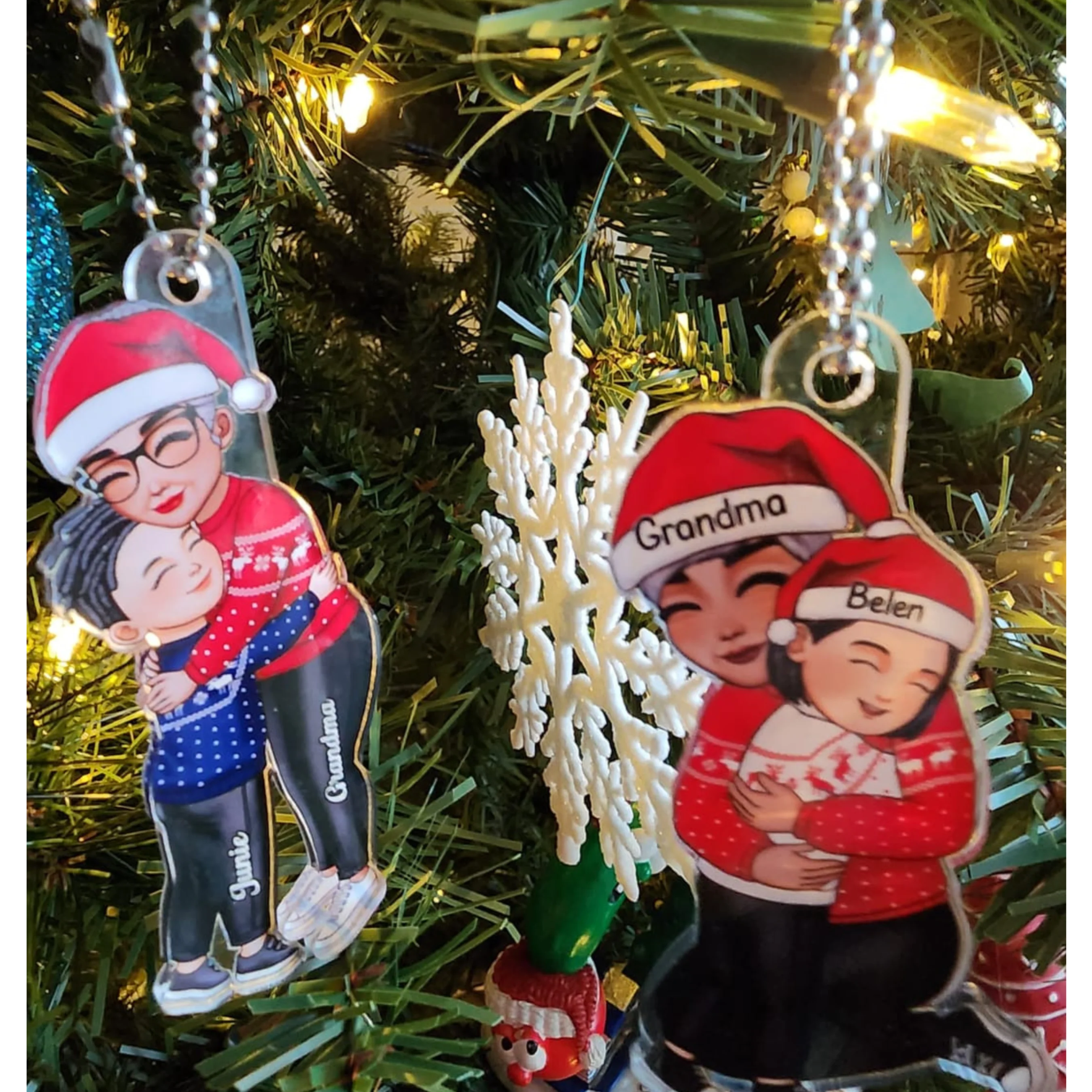 Grandma & Grandkid Hugging Christmas Personalized Acrylic Ornament - Gift For Grandma - Image 10