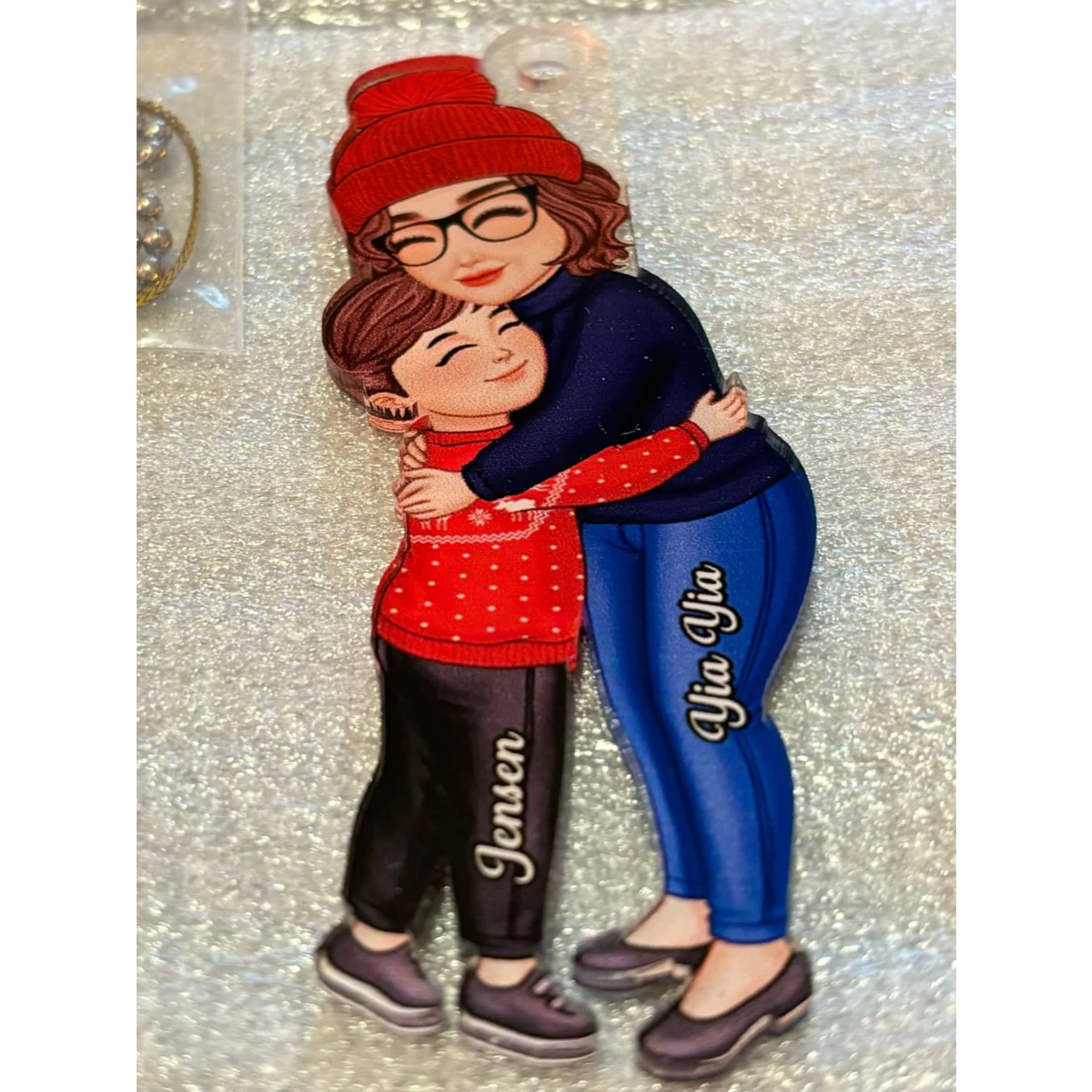 Grandma & Grandkid Hugging Christmas Personalized Acrylic Ornament - Gift For Grandma - Image 8