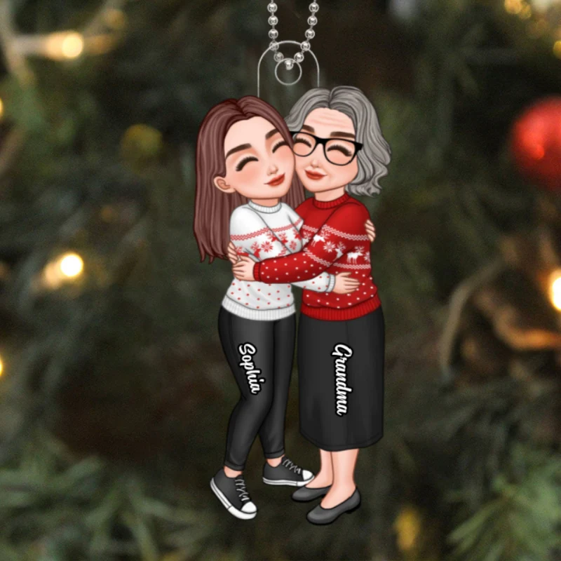 Grandma & Grandkid Hugging Christmas Gift For Teenage Adult Granddaughter Grandson Grandchildren - Personalized Acrylic Ornament - Gift For Teenage Adult Granddaughter Grandson Grandchildren - Image 10