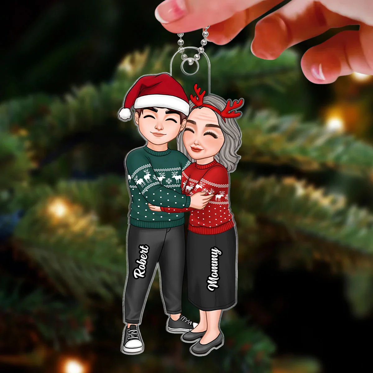 Grandma & Grandkid Hugging Christmas Gift For Teenage Adult Granddaughter Grandson Grandchildren - Personalized Acrylic Ornament - Gift For Teenage Adult Granddaughter Grandson Grandchildren - Image 5
