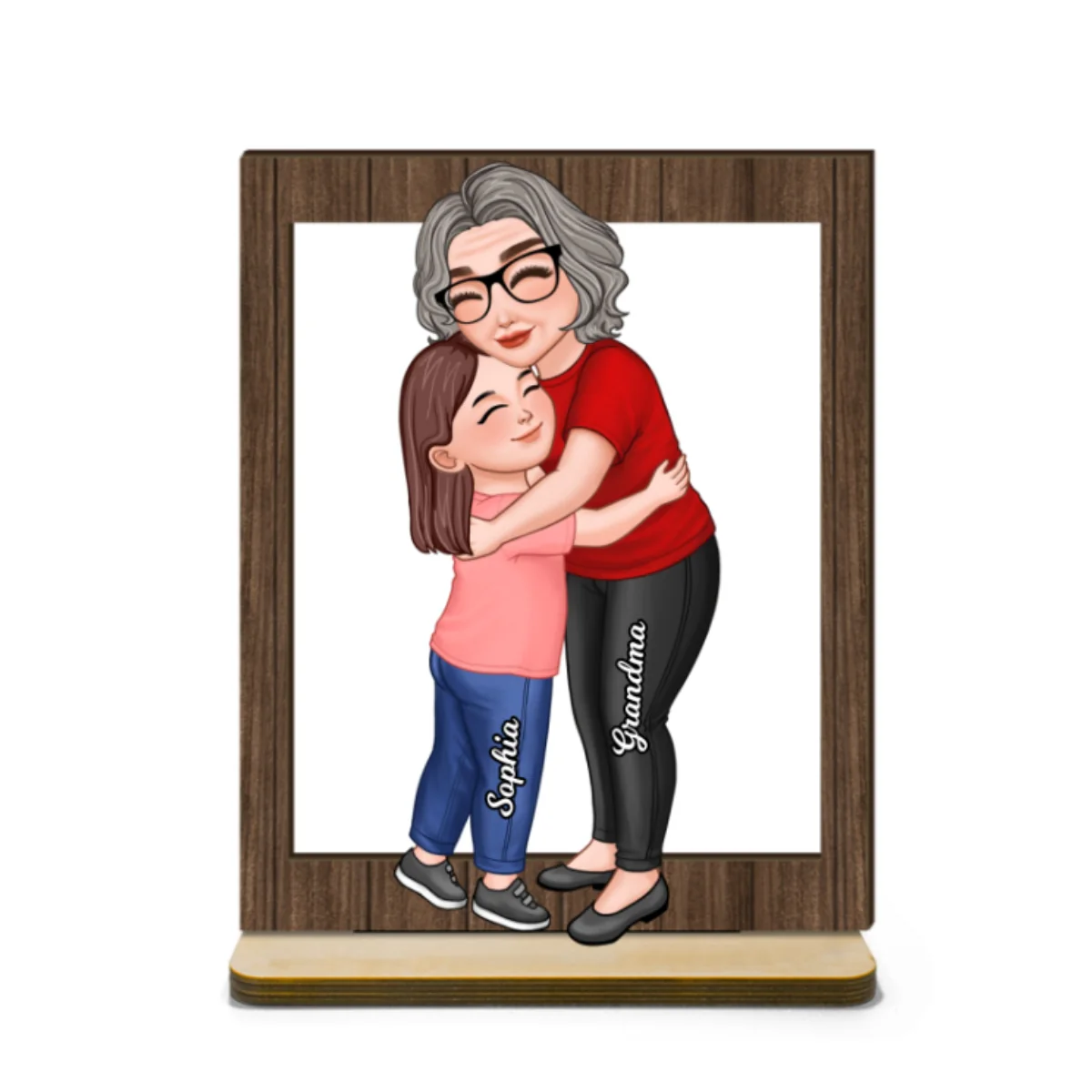 Grandma & Grandkid Hugging Frame Personalized 2-Layer Standing Wooden Plaque - Image 8