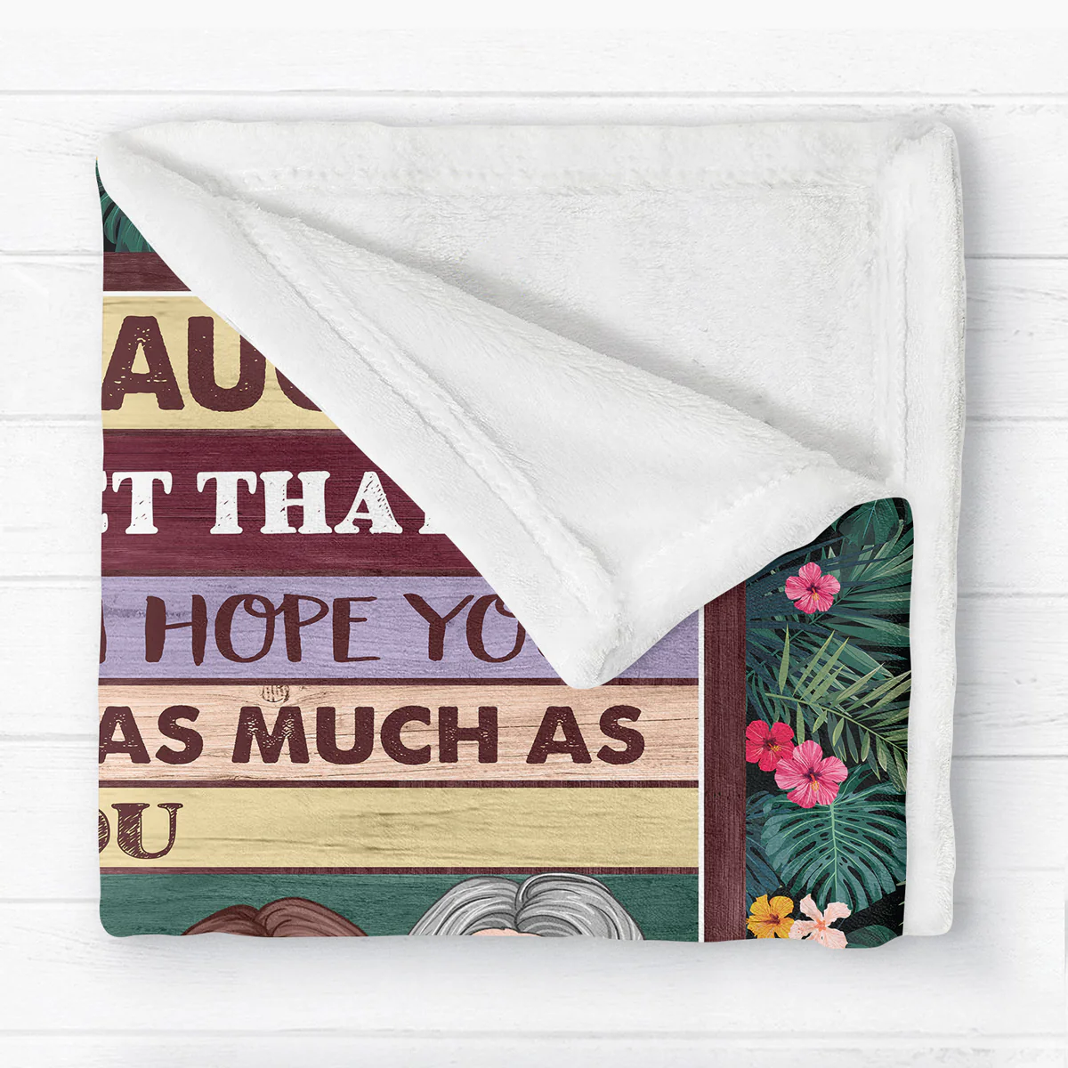 Grandma & Grandkid Hugging Gift For Teenage Adult Granddaughter Grandson Grandchildren Personalized Fleece Blanket - Image 2