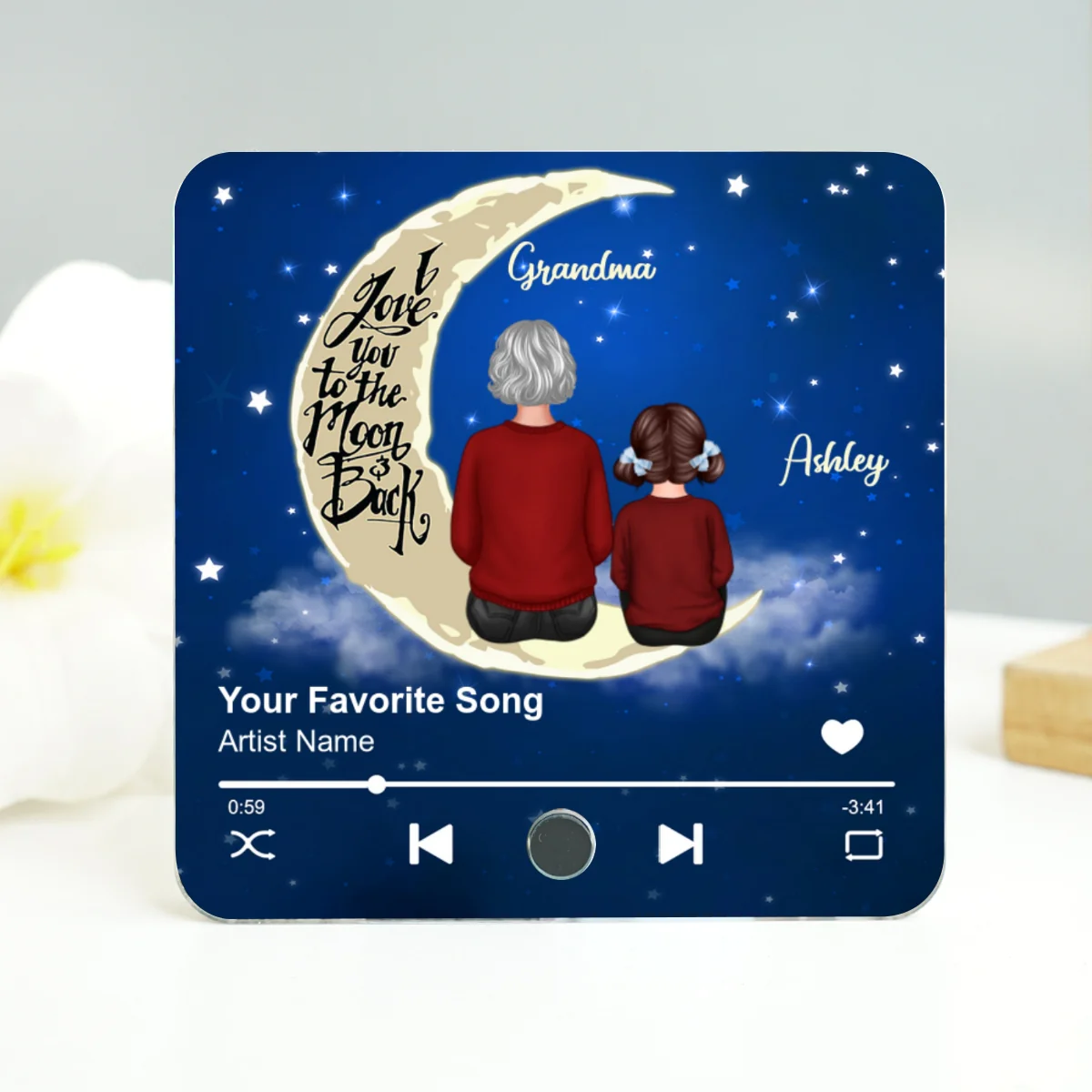 Grandma & Grandkid I Love You To The Moon And Back Personalized Music Fridge Magnet, Heartfelt Gift For Grandma, Grandkids, Granddaughter, Grandson - Image 11