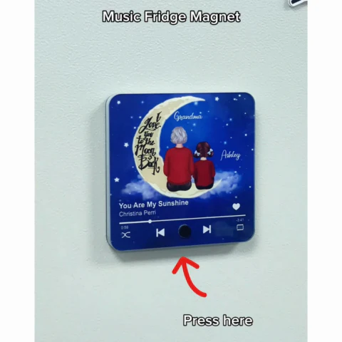 Grandma & Grandkid I Love You To The Moon And Back Personalized Music Fridge Magnet, Heartfelt Gift For Grandma, Grandkids, Granddaughter, Grandson - Image 2