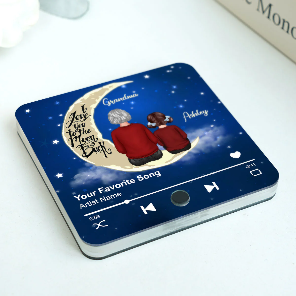 Grandma & Grandkid I Love You To The Moon And Back Personalized Music Fridge Magnet, Heartfelt Gift For Grandma, Grandkids, Granddaughter, Grandson - Image 4