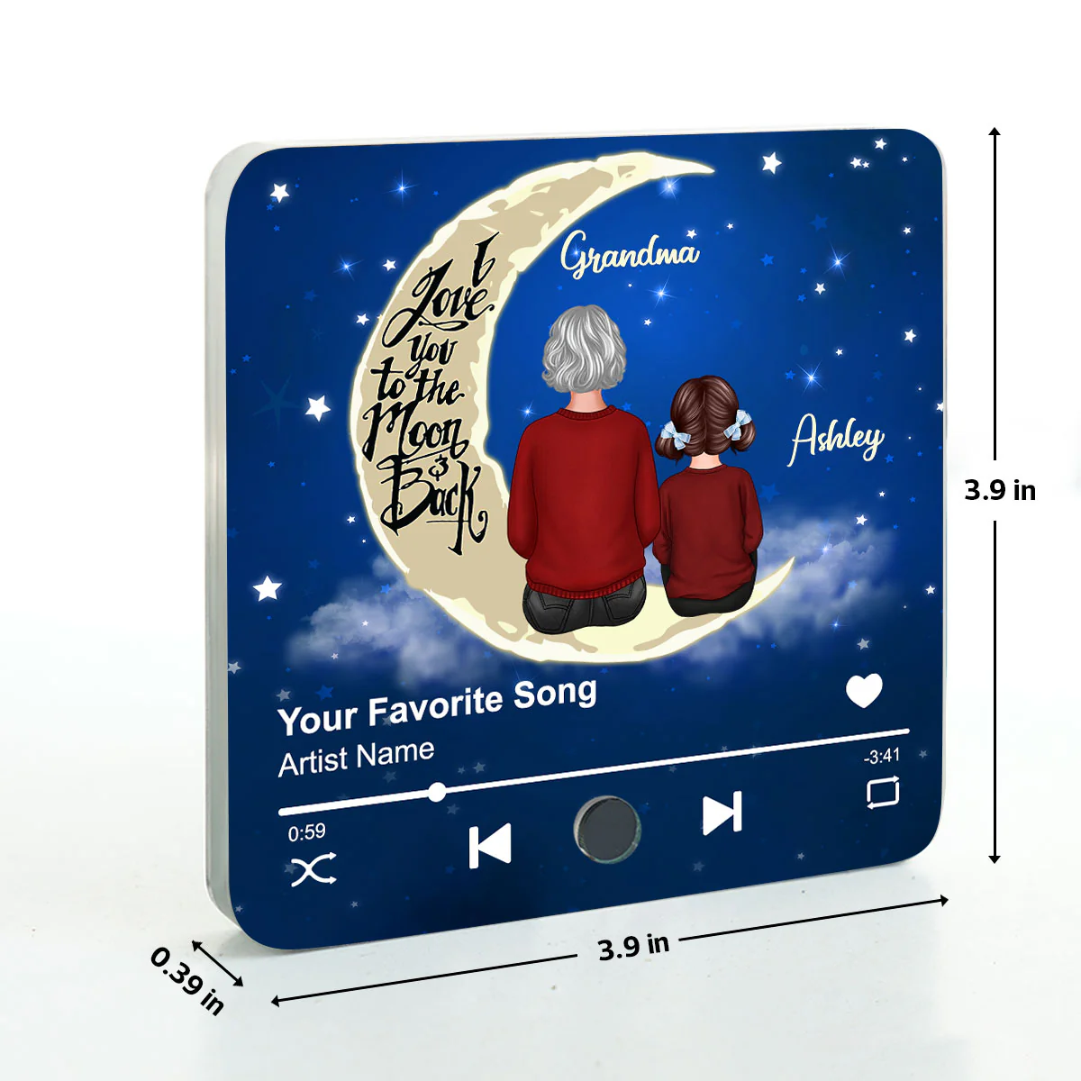 Grandma & Grandkid I Love You To The Moon And Back Personalized Music Fridge Magnet, Heartfelt Gift For Grandma, Grandkids, Granddaughter, Grandson - Image 9