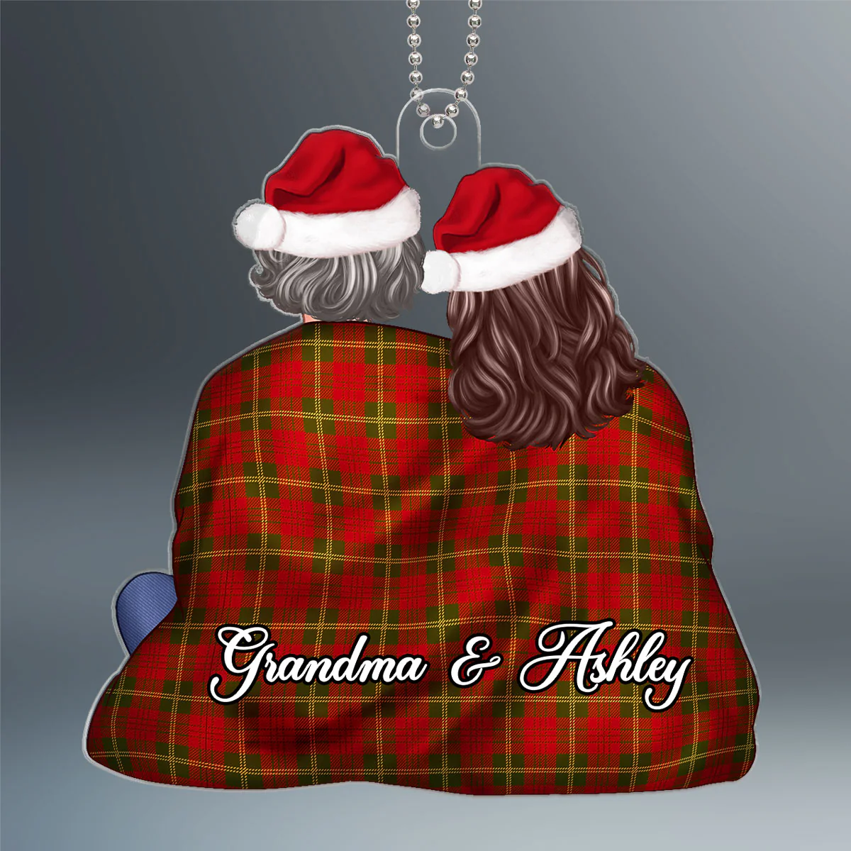 Grandma & Grandkid In Blanket Christmas Gift For Granddaughter Grandson Personalized Acrylic Ornament - Image 2