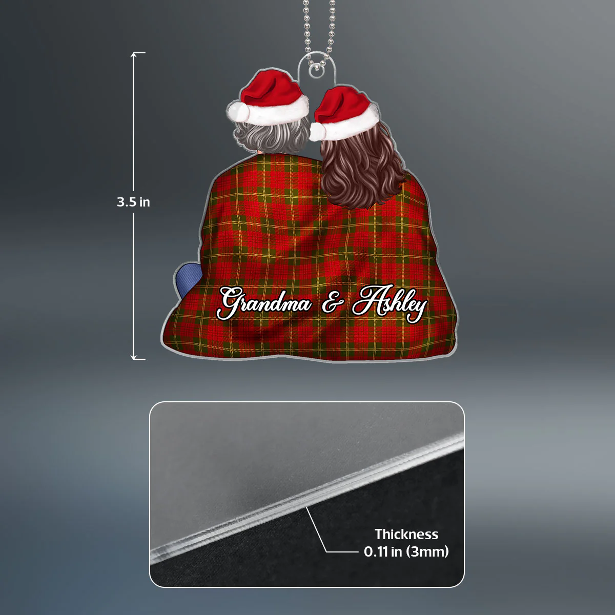 Grandma & Grandkid In Blanket Christmas Gift For Granddaughter Grandson Personalized Acrylic Ornament - Image 4