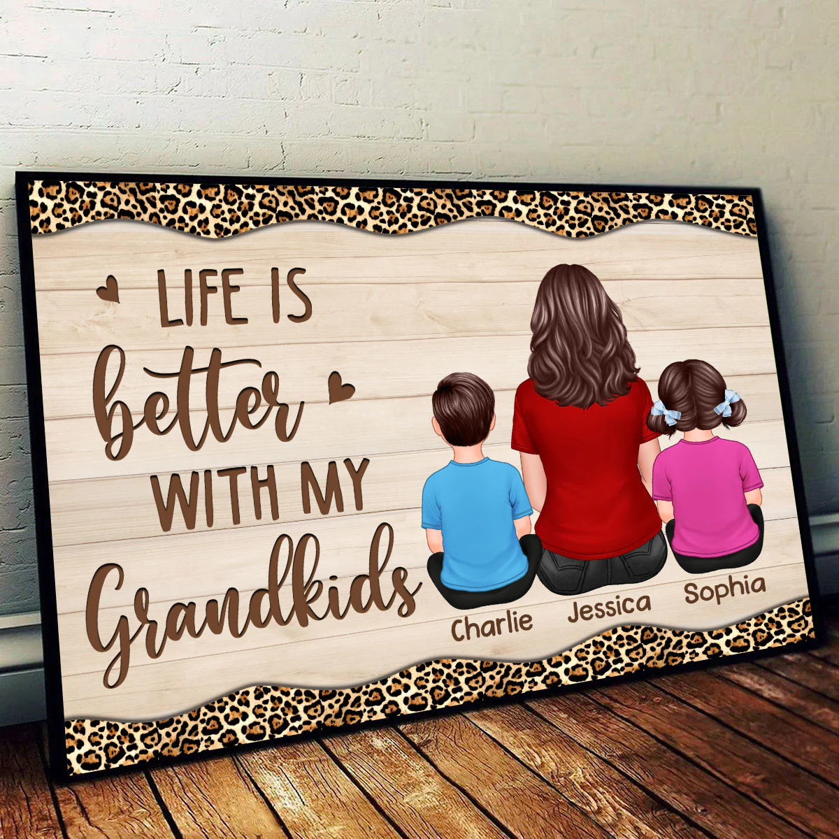 Grandma Grandkid Leopard Personalized Poster - Image 2