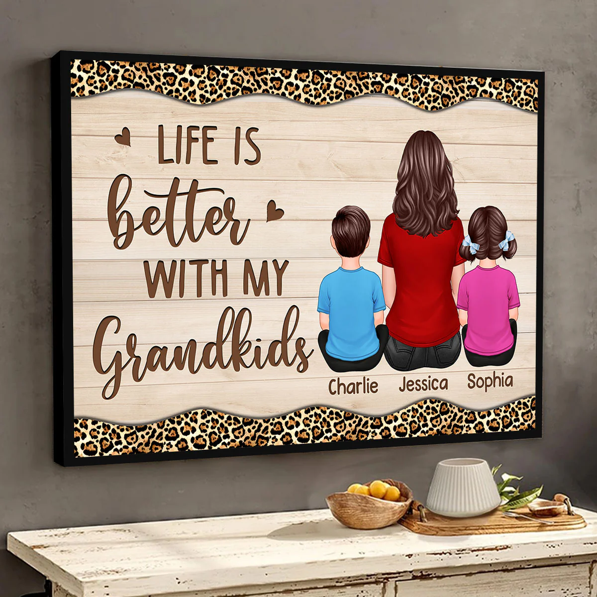 Grandma Grandkid Leopard Personalized Poster - Image 3