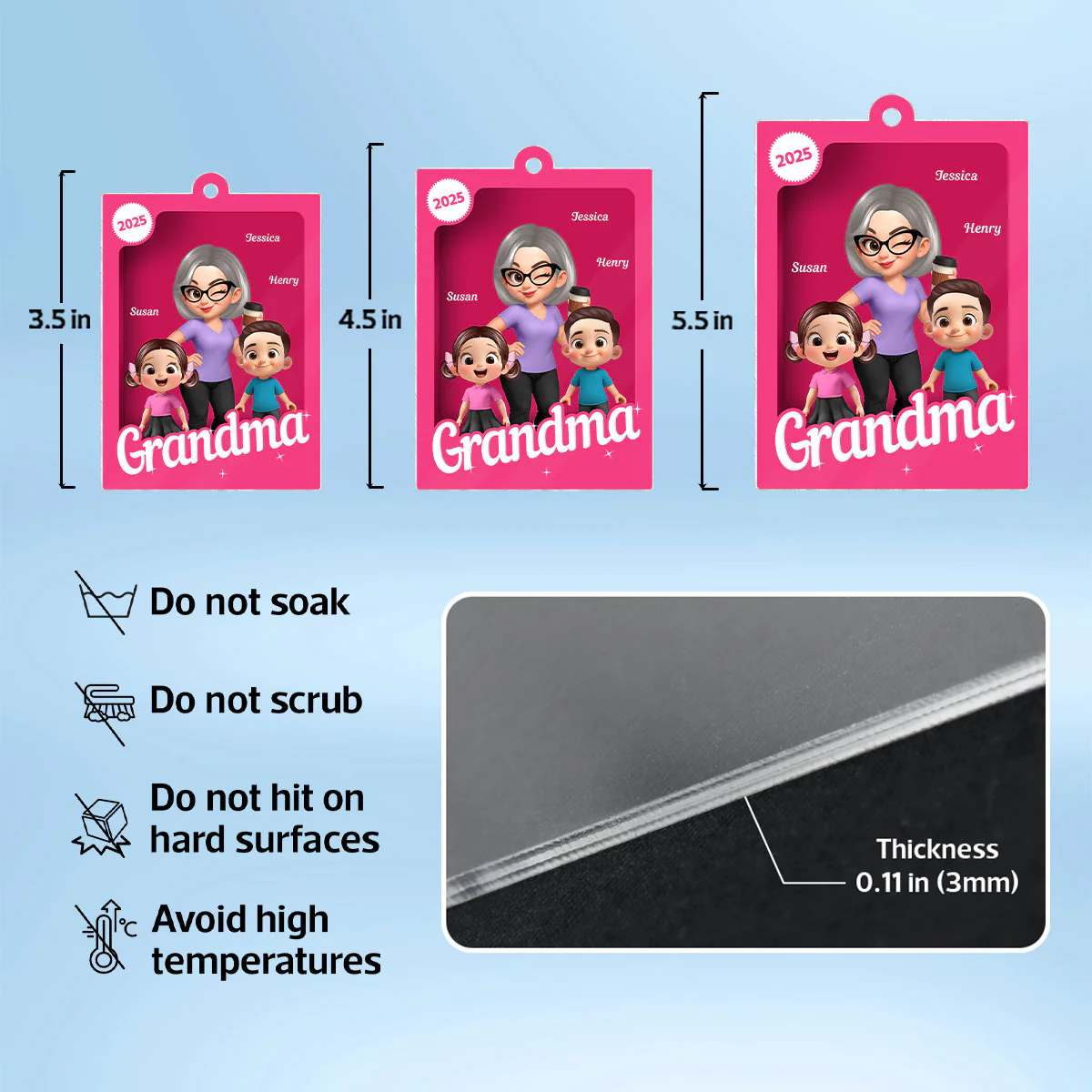 Grandma Grandkids 3D Effect Pink Action Figure - Personalized Acrylic Ornament, Christmas Gift for Grandmas - Image 10