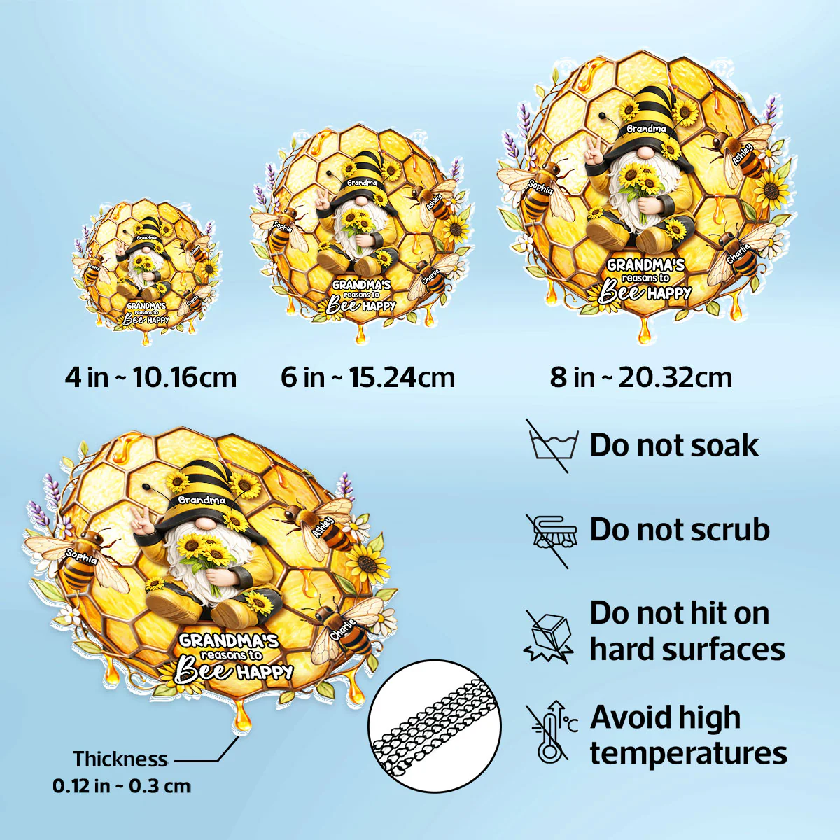 Grandma Grandkids Bee Happy - Personalized Suncatcher - Gift For Grandma - Image 6
