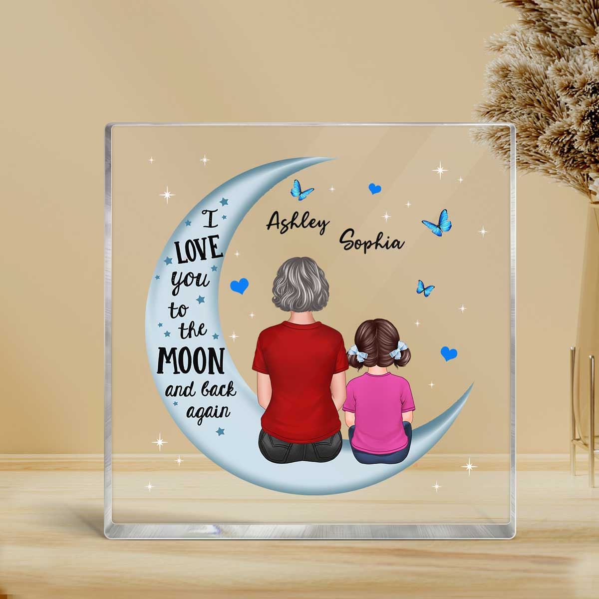 Grandma Grandkids Blue Moon Personalized Acrylic Block Plaque