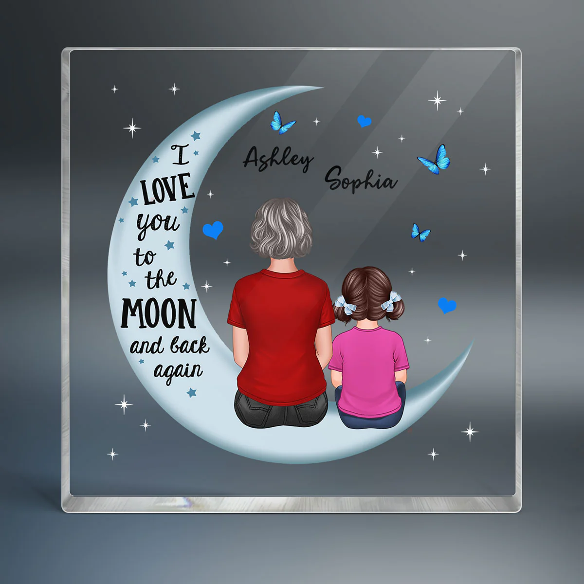 Grandma Grandkids Blue Moon Personalized Acrylic Block Plaque - Image 2