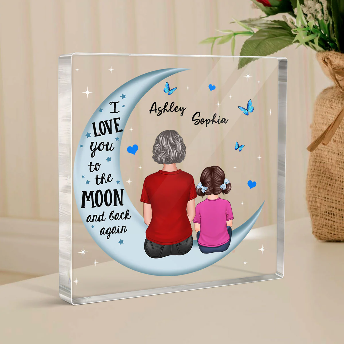 Grandma Grandkids Blue Moon Personalized Acrylic Block Plaque - Image 3