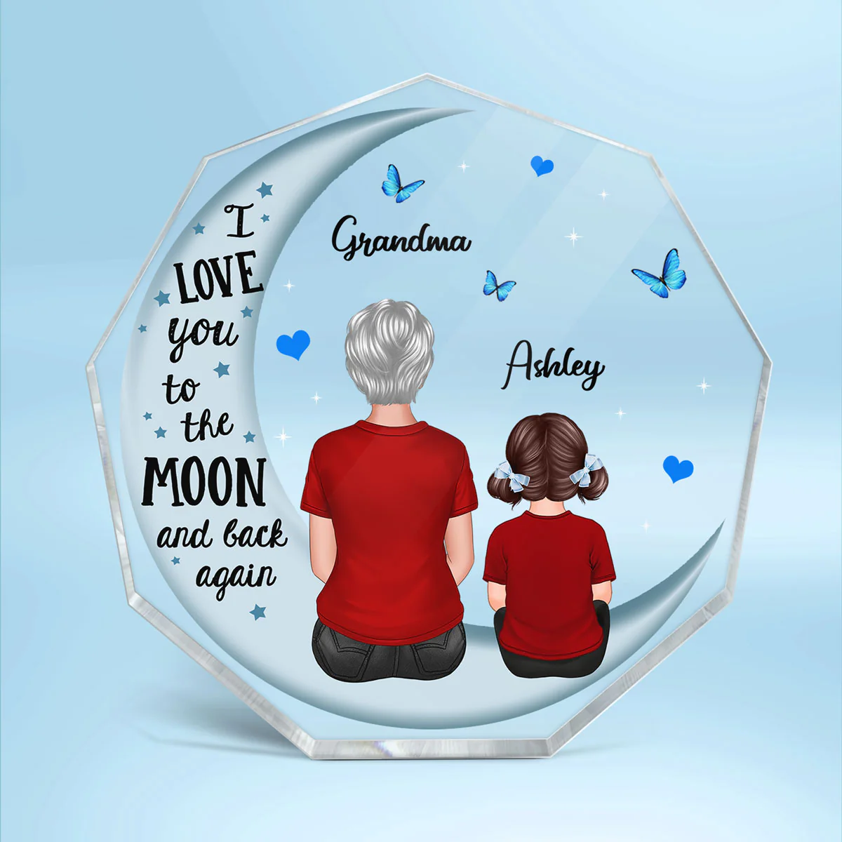 Grandma Grandkids Blue Moon Personalized Nonagon Acrylic Plaque - Image 2