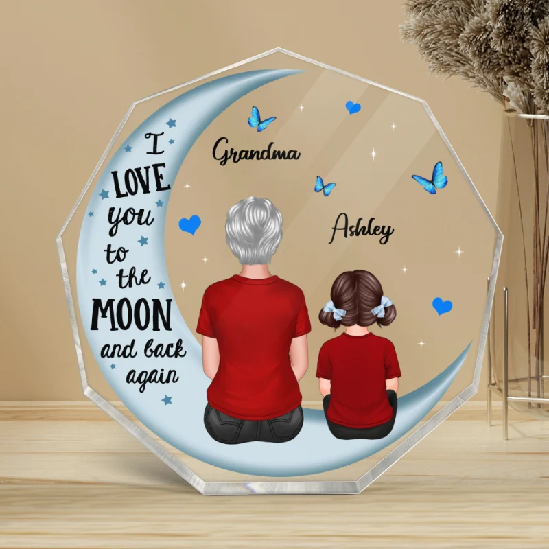 Grandma Grandkids Blue Moon Personalized Nonagon Acrylic Plaque - Image 4