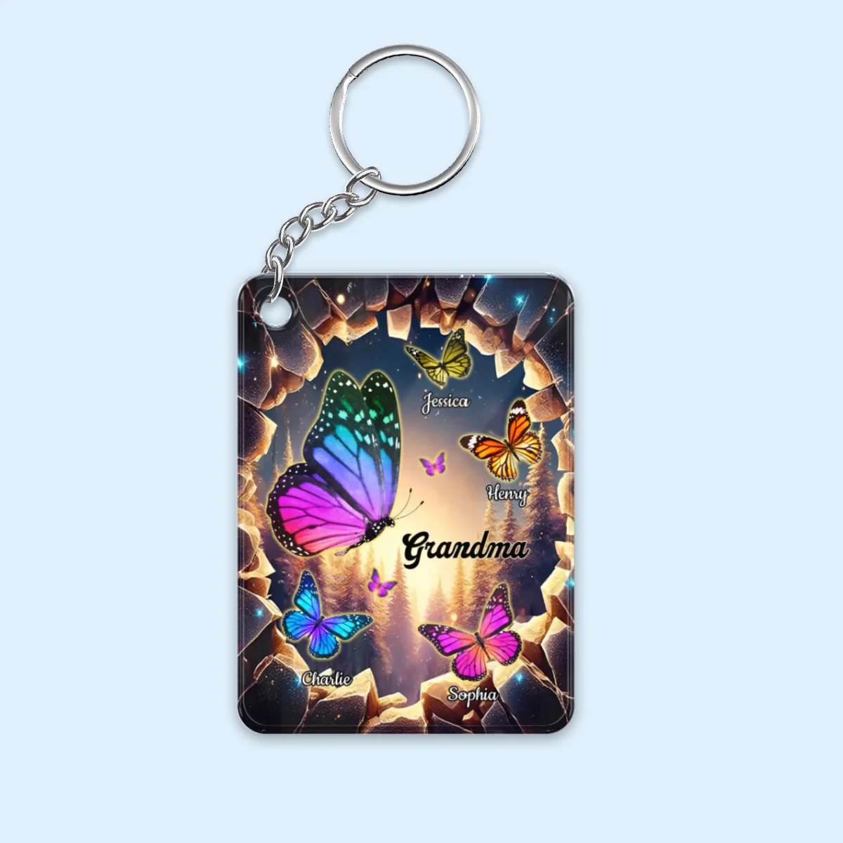 Grandma Grandkids Butterflies Names 3D Hole Personalized Acrylic Keychain - Image 7
