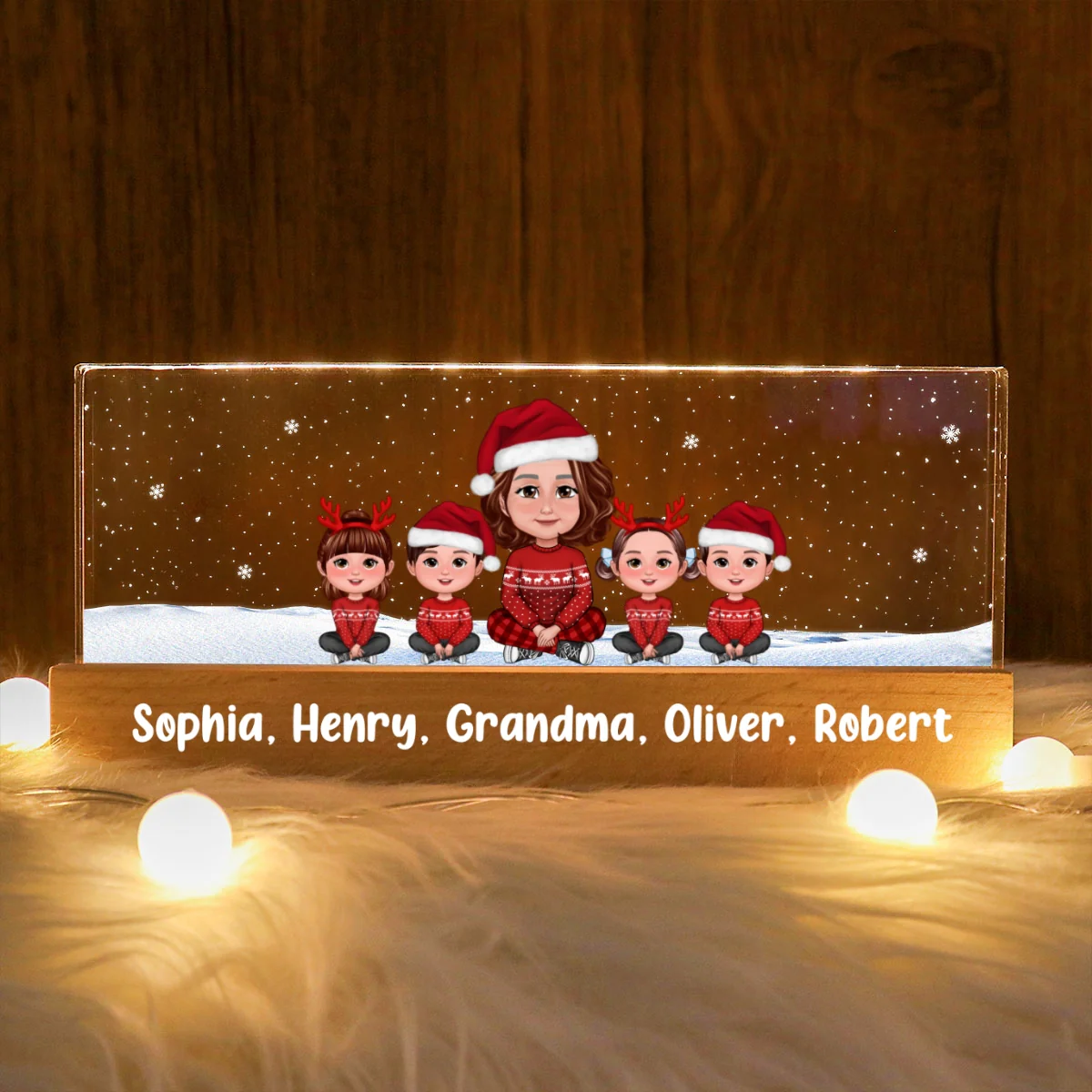 Grandma & Grandkids Christmas Gift For Grandma Granddaughter Grandson Personalized Acrylic Block LED Night Light - Image 9
