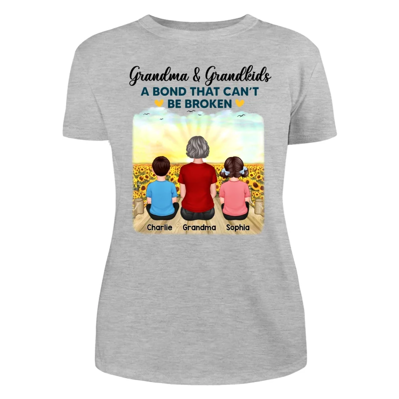 Grandma Grandkids Crossed Legs A Bond Can‘t Be Broken Personalized Shirt - Image 10