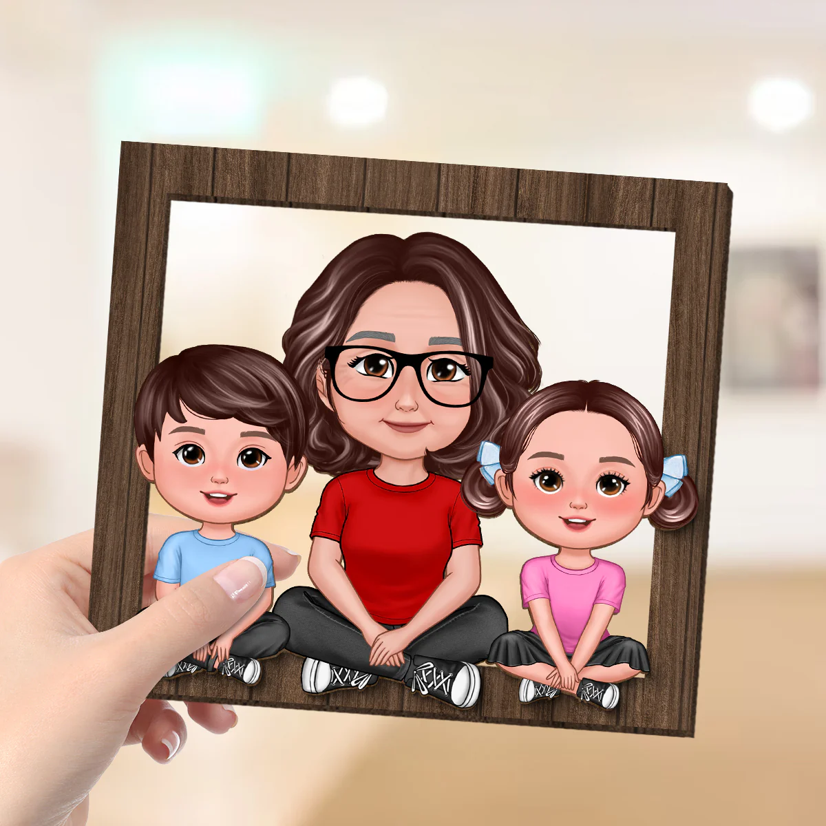 Grandma Grandkids Crossed Legs Frame Personalized 2-Layer Wooden Plaque - Image 4