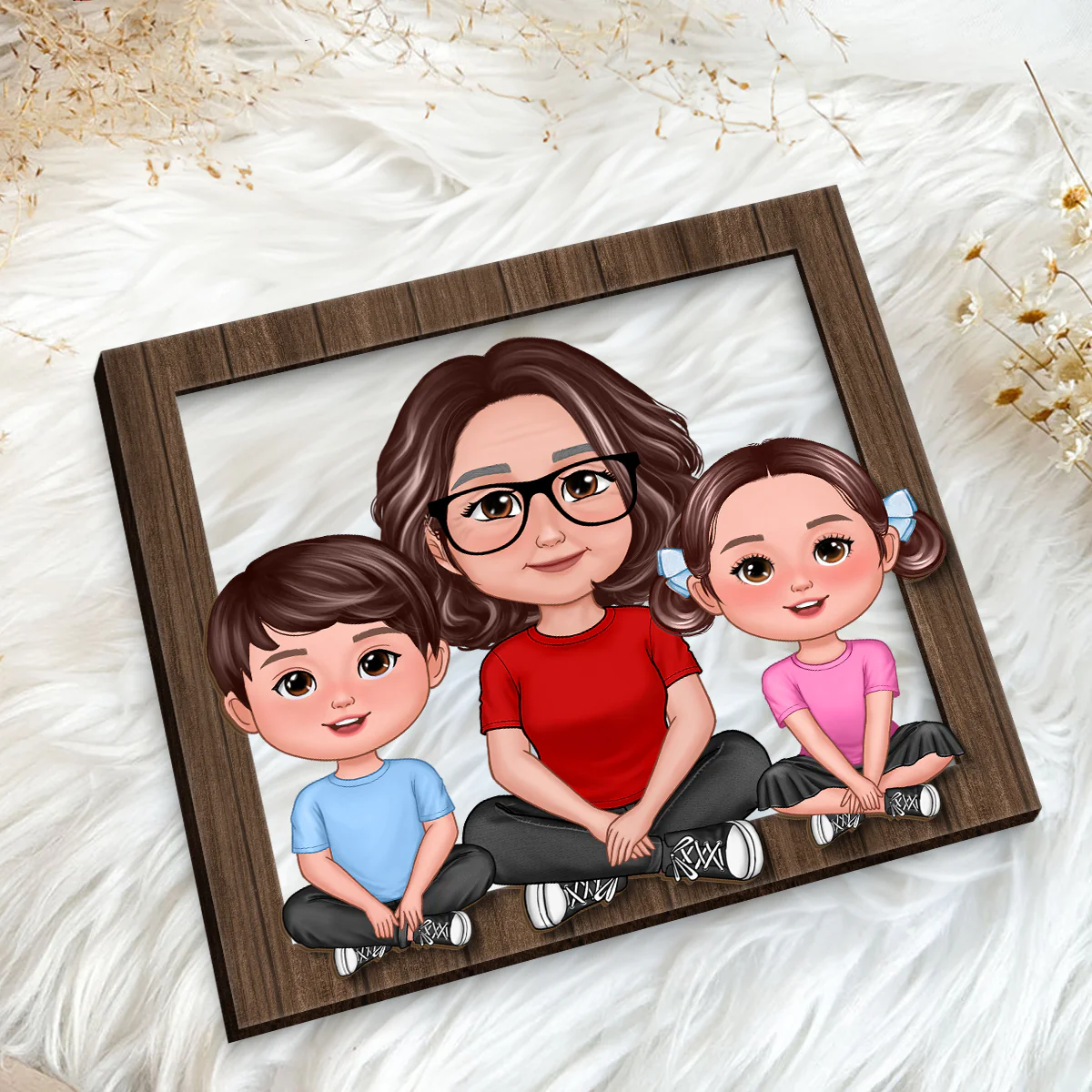 Grandma Grandkids Crossed Legs Frame Personalized 2-Layer Wooden Plaque - Image 5