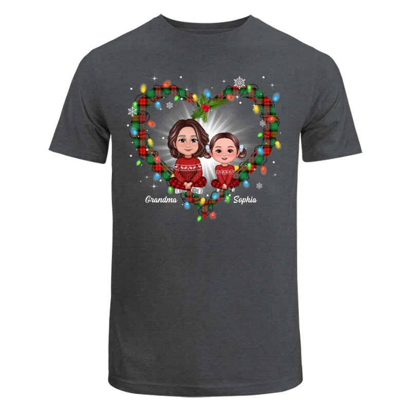 Grandma Grandkids Crossed Legs Heart Christmas Pattern Personalized Shirt - Image 7