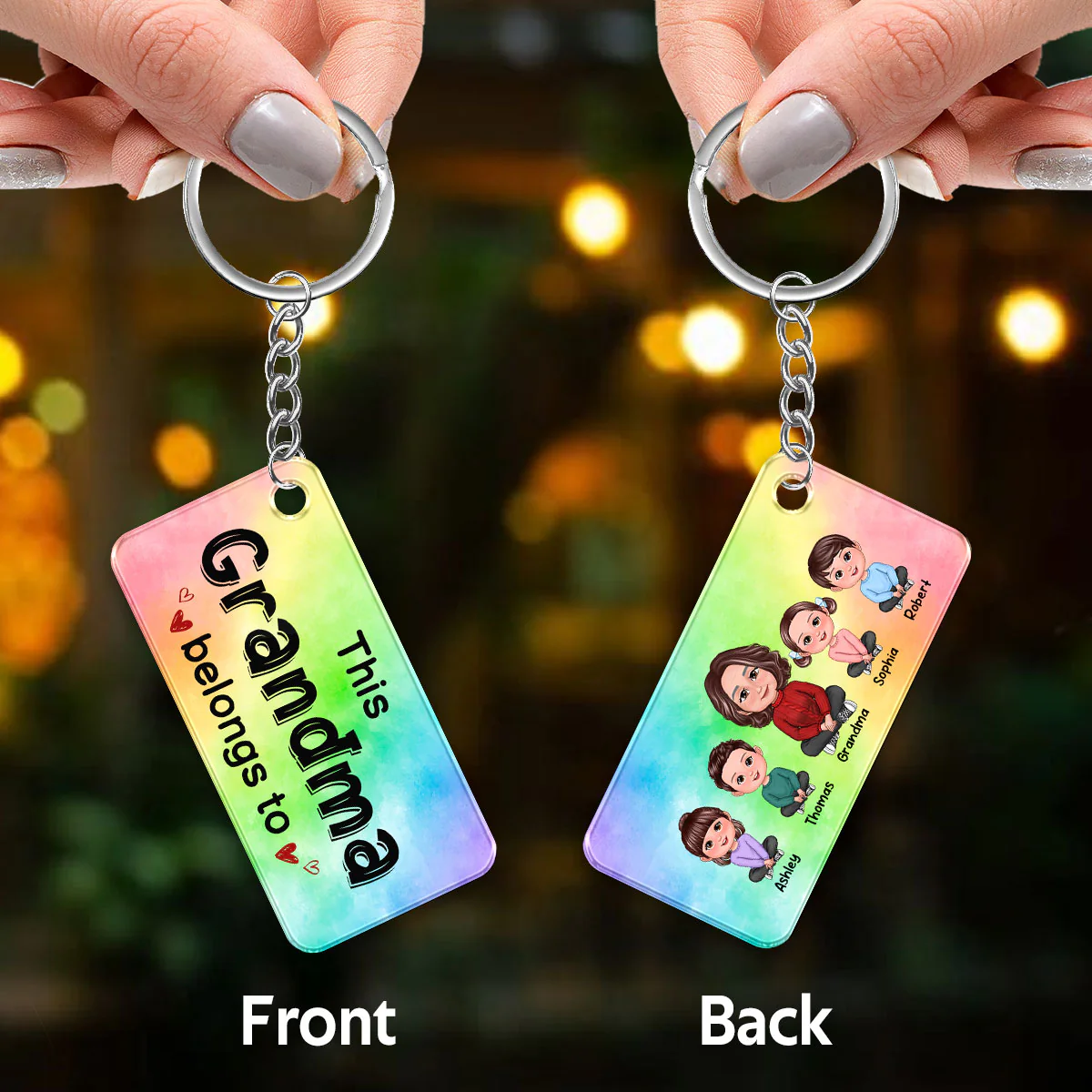 Grandma Grandkids Crossed Legs Personalized Acrylic Keychain - Image 3