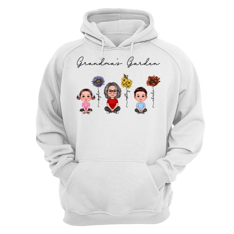 Grandma Grandkids Crossed Legs Sitting Vintage Birth Flower Personalized Shirt - Image 13