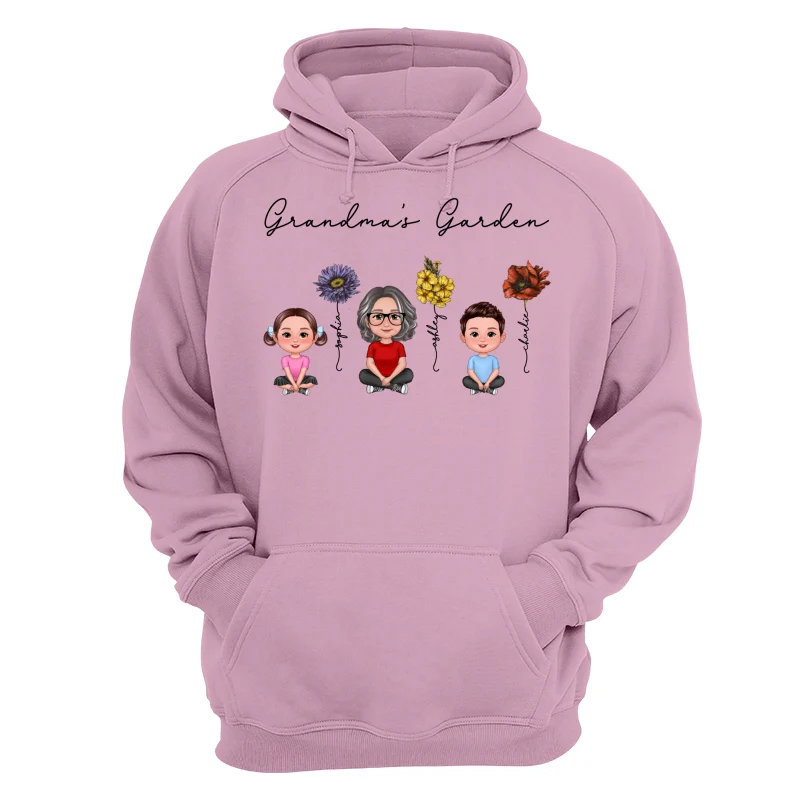 Grandma Grandkids Crossed Legs Sitting Vintage Birth Flower Personalized Shirt - Image 15