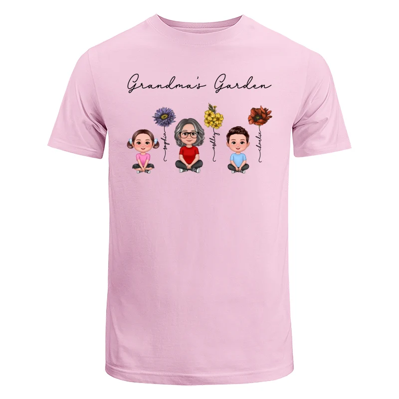 Grandma Grandkids Crossed Legs Sitting Vintage Birth Flower Personalized Shirt - Image 7