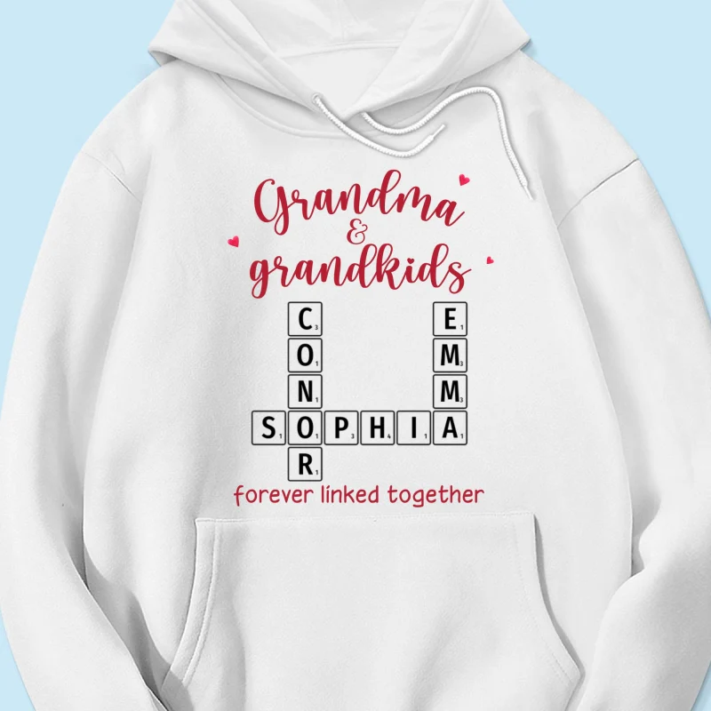 Grandma & Grandkids Forever Linked Together Crossword Puzzle Personalized Light Color Shirt - Image 8
