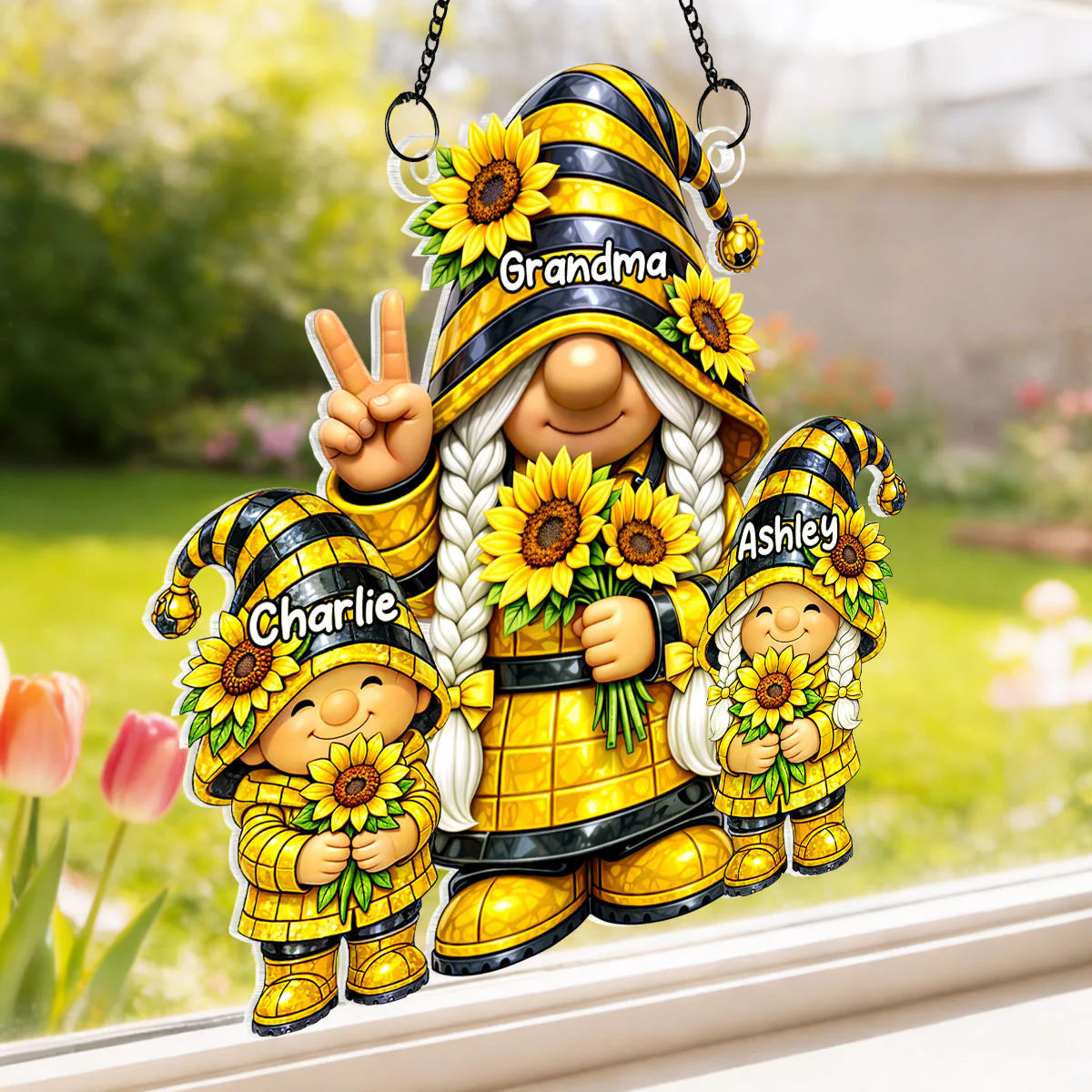 Grandma Grandkids Gnome Sunflower - Personalized Suncatcher - Gift For Grandma - Image 3