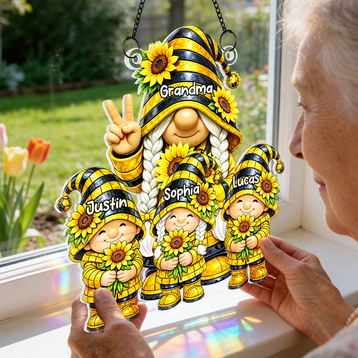 Grandma Grandkids Gnome Sunflower - Personalized Suncatcher - Gift For Grandma - Image 6
