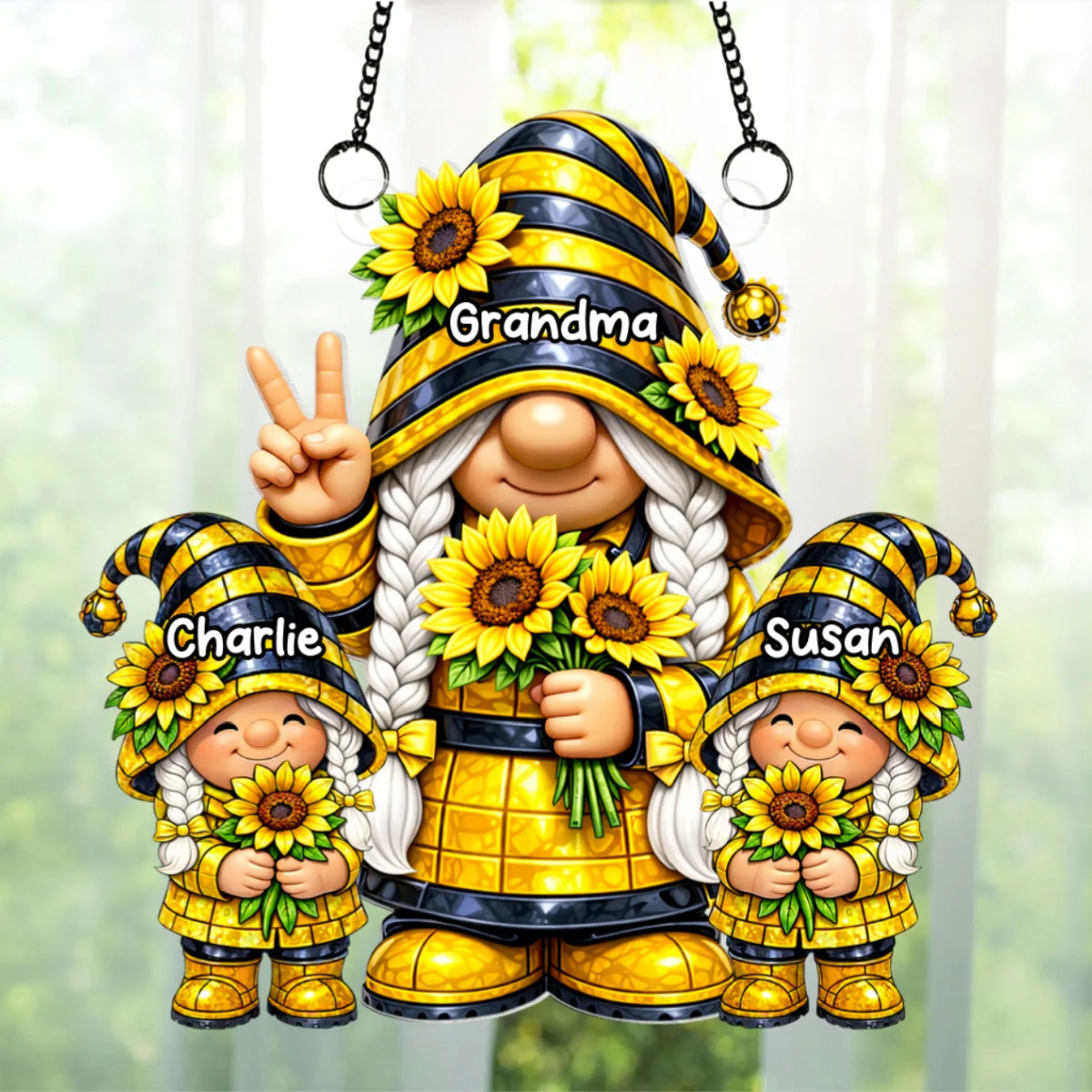 Grandma Grandkids Gnome Sunflower - Personalized Suncatcher - Gift For Grandma - Image 8