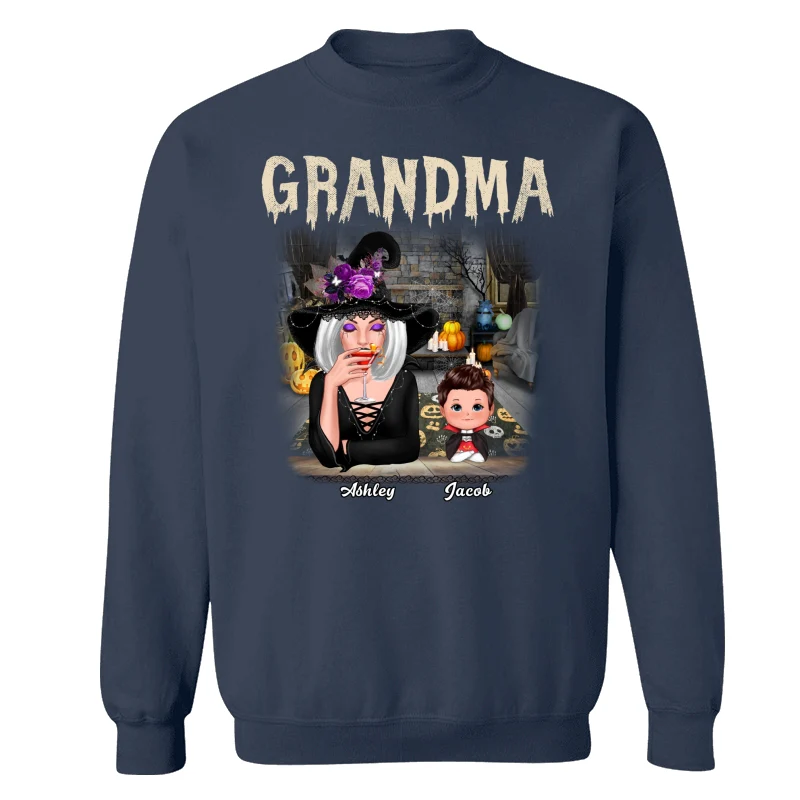 Grandma Grandkids Halloween Background Personalized Shirt - Image 11