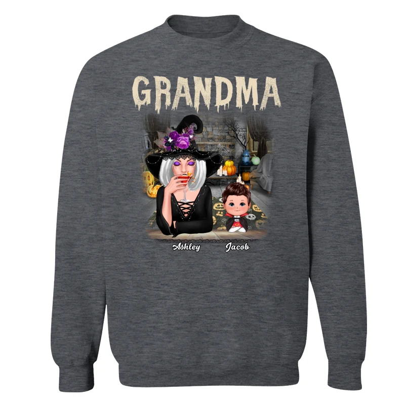Grandma Grandkids Halloween Background Personalized Shirt - Image 12