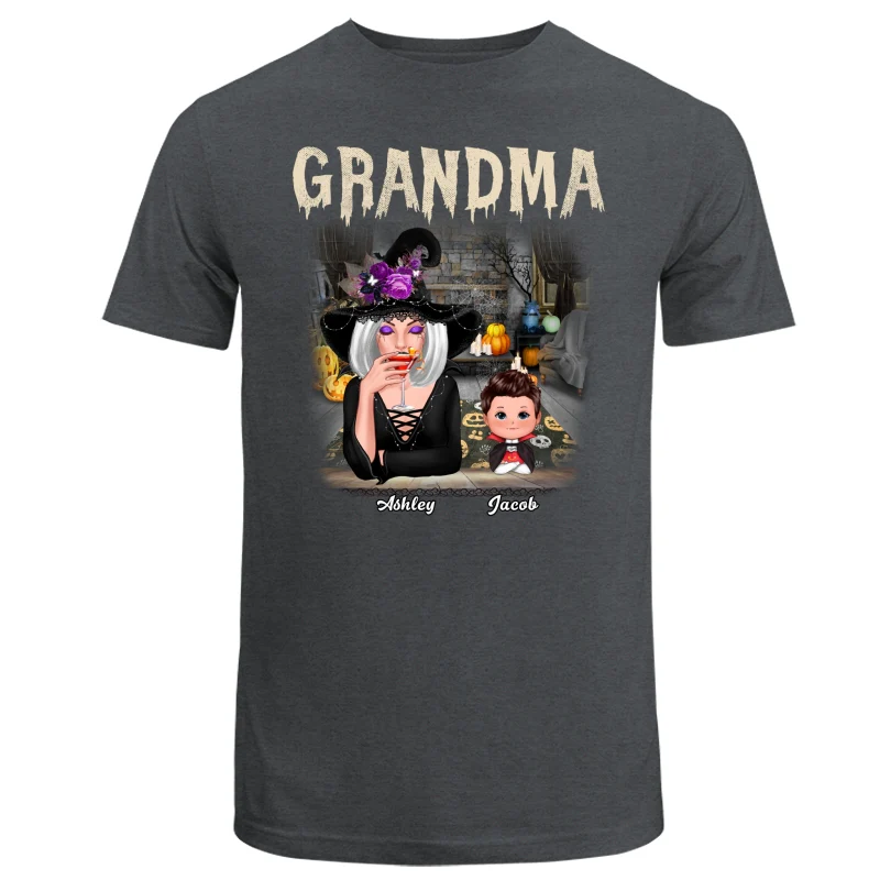 Grandma Grandkids Halloween Background Personalized Shirt - Image 3