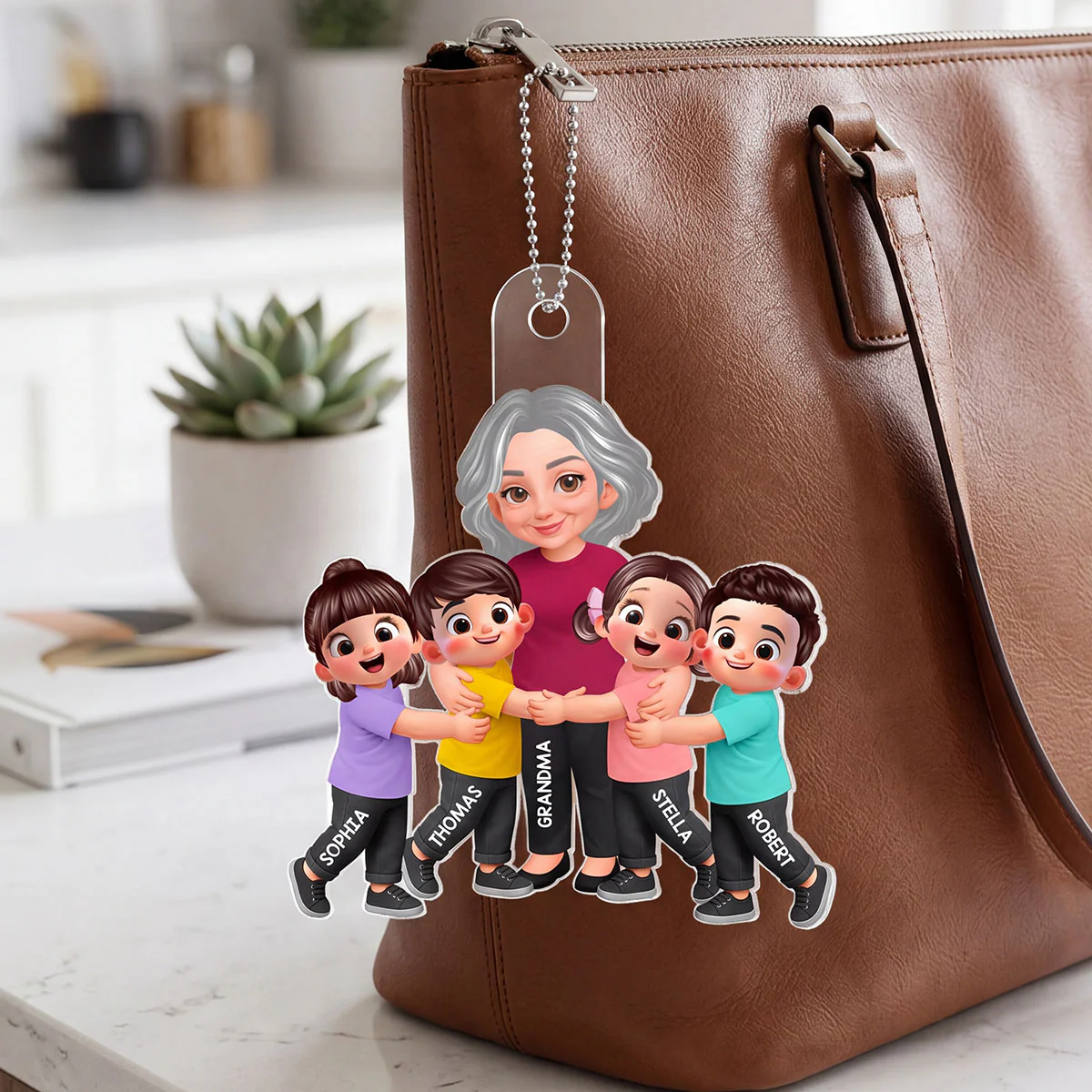 Grandma Grandkids Hugging - Personalized Acrylic Car Hanger - Mother's Day Gift For Grandma, Mom - Image 10