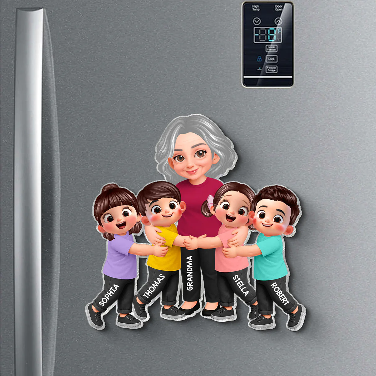 Grandma Grandkids Hugging - Personalized Acrylic Fridge Magnet - Heartfelt Gift For Grandma, Mom, Wife - Image 10