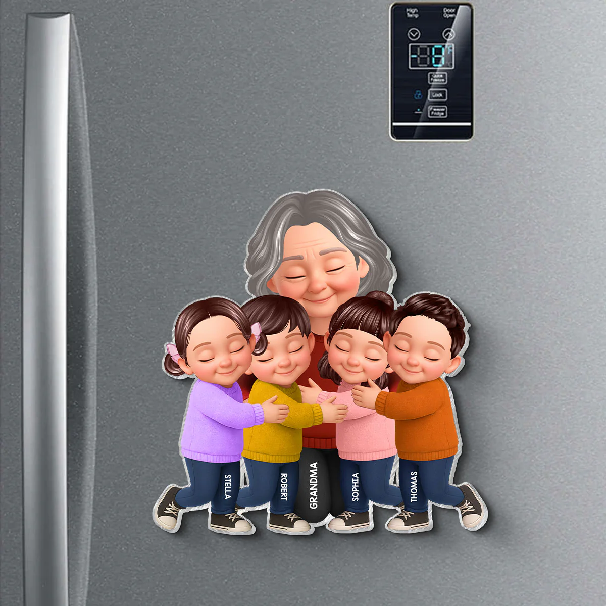 Grandma Grandkids Hugging - Personalized Acrylic Fridge Magnet - Mother's Day Gift For Grandma, Mom - Image 2