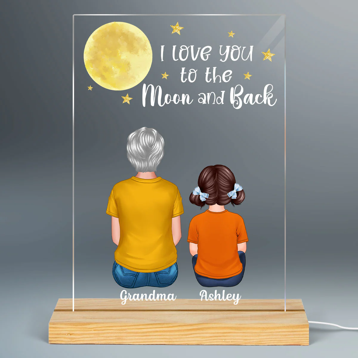 Grandma Grandkids Love To The Moon Personalized Plaque LED Night Light - Image 2
