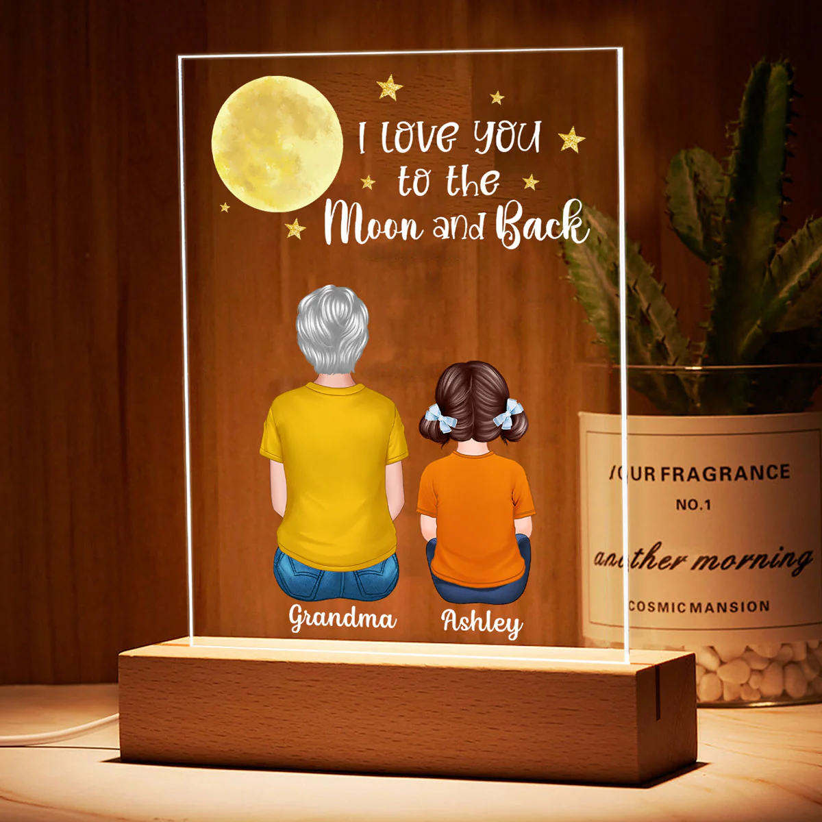 Grandma Grandkids Love To The Moon Personalized Plaque LED Night Light - Image 3